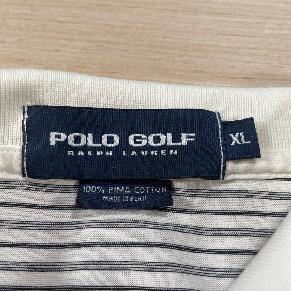 Polo Golf Ralph Lauren Mens XL Black White Striped Pima Cotton Black Kapalua GC - Picture 6 of 9